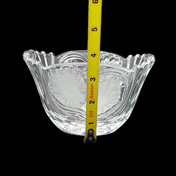 Vtg Floral Etched Crystal Open Candy Dish Bowl 3.5 in - Picture 14 of 16
